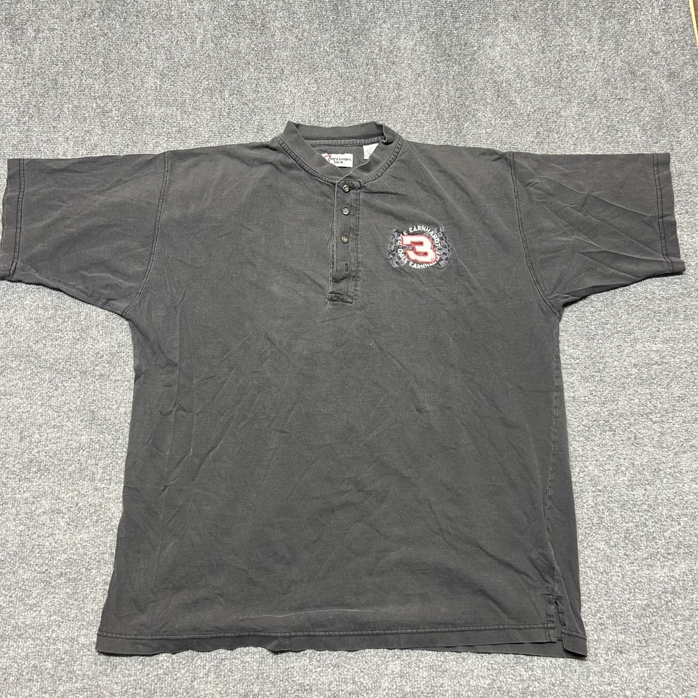 Dale Earnhardt Shirt Mens XL Black NASCAR Racing Competitors View Henley
